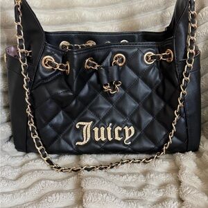 Juicy Couture Black Quilted Shoulder Bag with Gold Chain